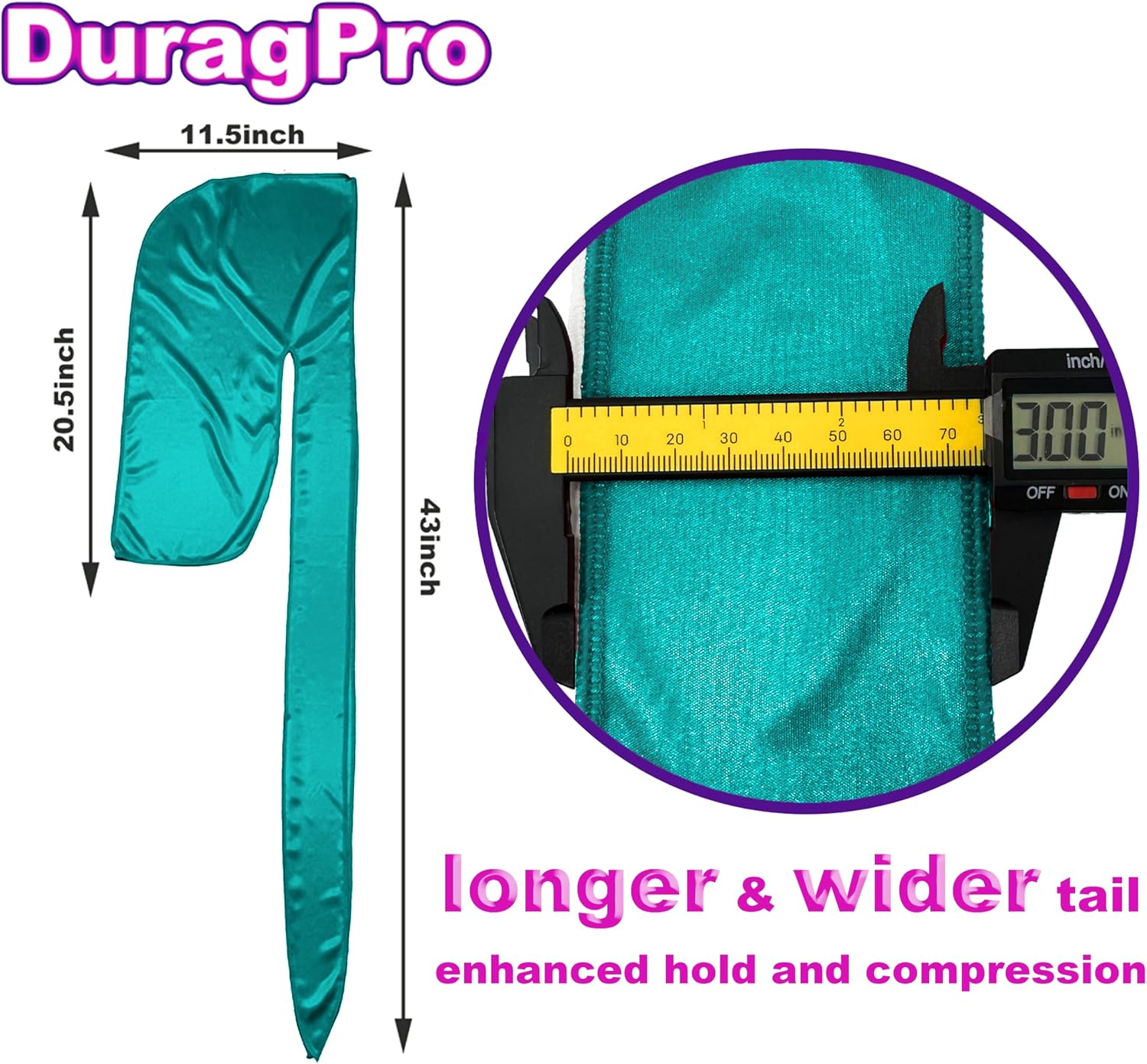 1 Pack Teal Silky Satin Durag Bundle 4 Pack Silk Durag Assorted Colors (Black Green Blue Red) image 5