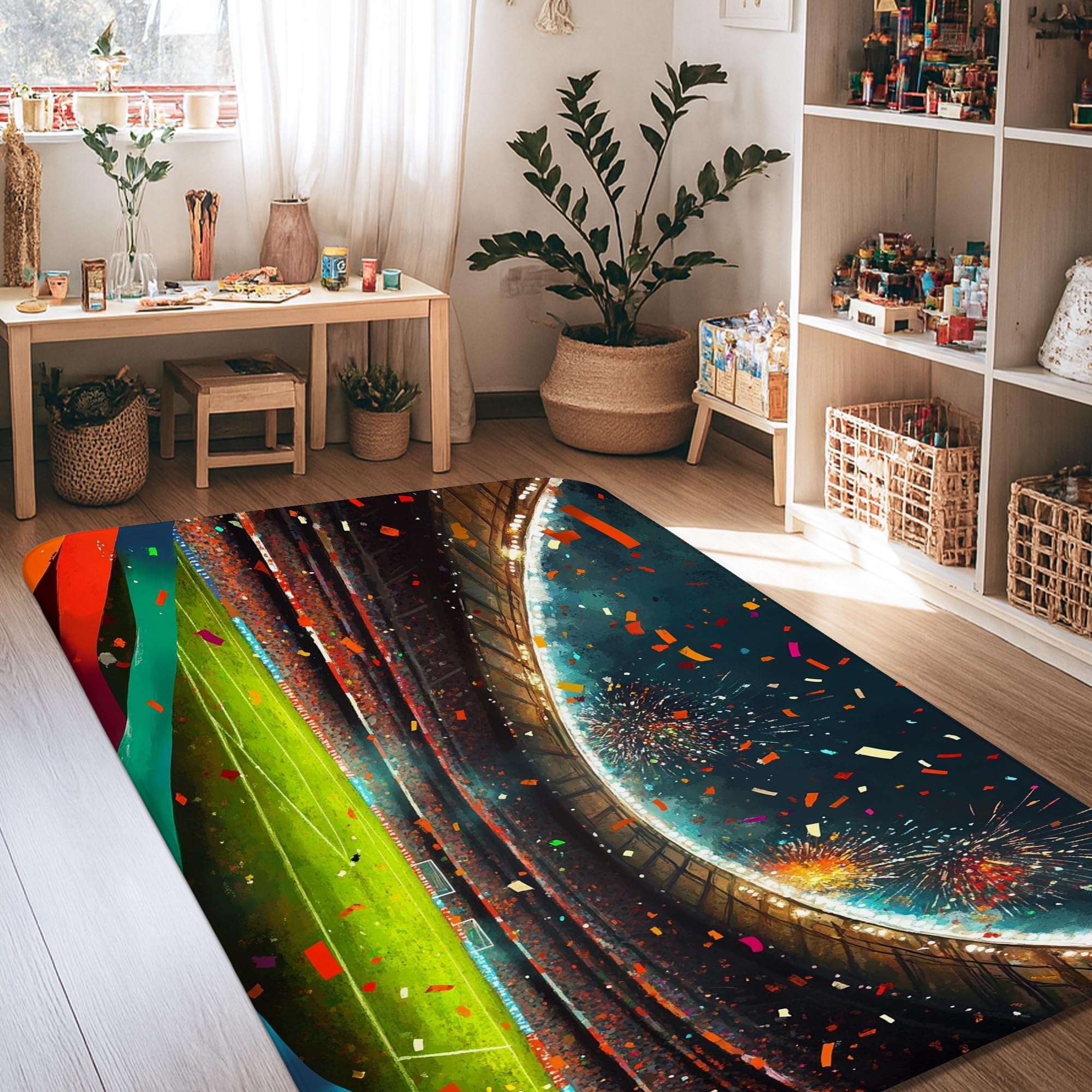 Tapis de fête de feux d'artifice rectangulaire pour raviver votre pièce