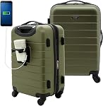 Wrangler Unisex-Adult Smart Luggage Set with Cup Holder and USB Port Luggage Set