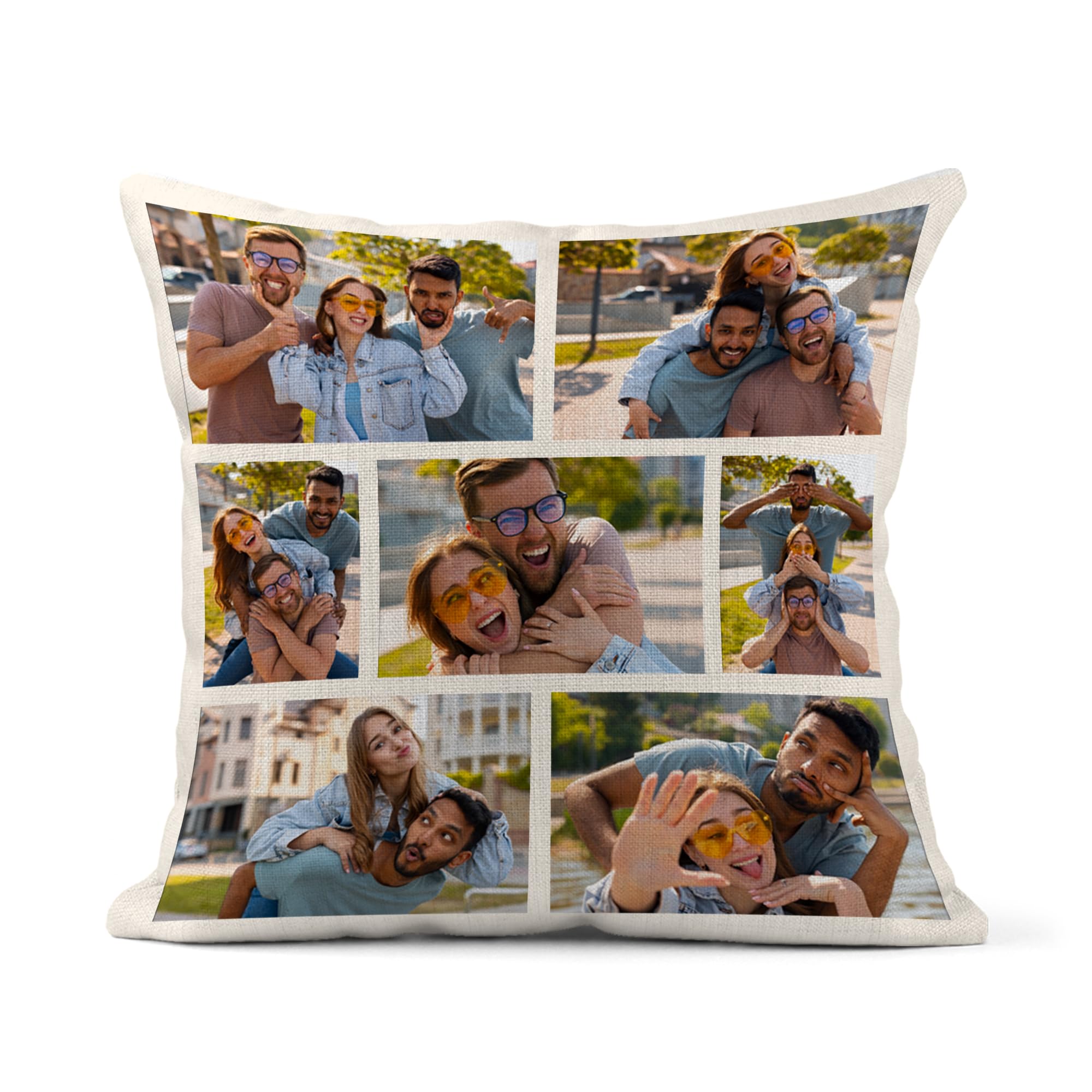 Print Maniacs 7 Photo Personalised Cushions Gifts For Father, Personalised Pillowcase Customised Cushion Adults, Custom Picture Pillow, Personalised Christmas Picture Gifts For Father From Daughter, Son, Wife