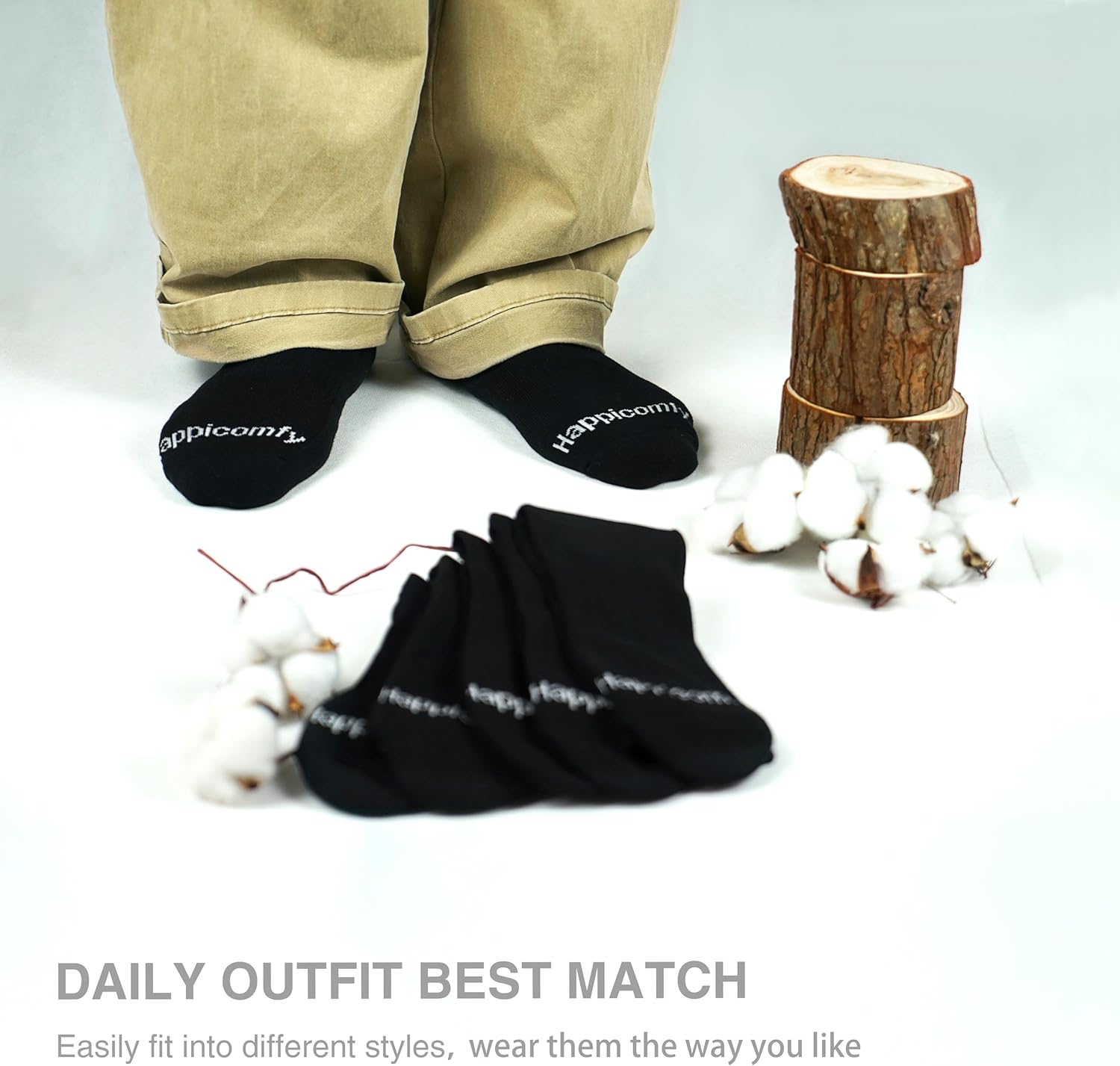 Men's Cotton Crew-Socks with Cushioned Bottom and Arch Compression for Daily Outfits, Sports, Works (6 Pairs) - Image 7