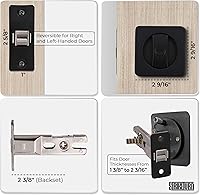 Vista 5 de Herrajes Premium Negros para Puerta Corredera de Bolsillo - Cerradura para Puerta Corredera de Bolsillo - Manija Ergonómica de Puerta Negra Mate