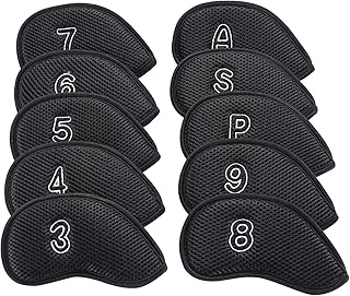 Juego de 10 fundas de malla para hierro de golf, impermeables, color negro