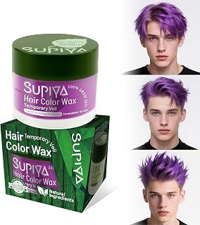 Temporary Hair Color Wax for Men or Women - SUPIYA Washable Purple Hair Wax Color Dye for Kids, All-Day Hold Disposable Hair Wax for Party, Cosplay & Daily (Velet Color #69)