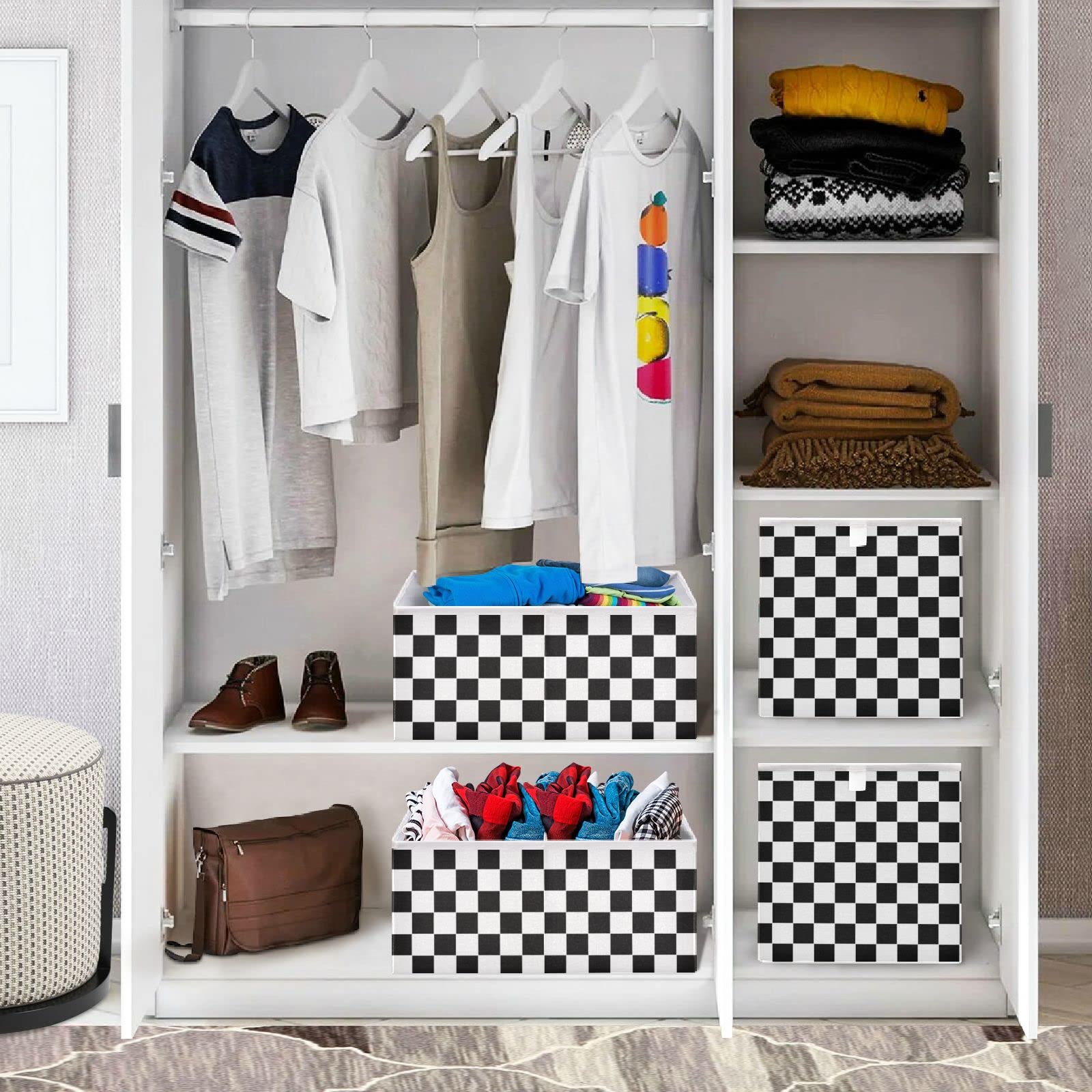 置物 reasons Amazon.com: CaTaKu Checkered Racing Flag Cubes Storage Bins 11