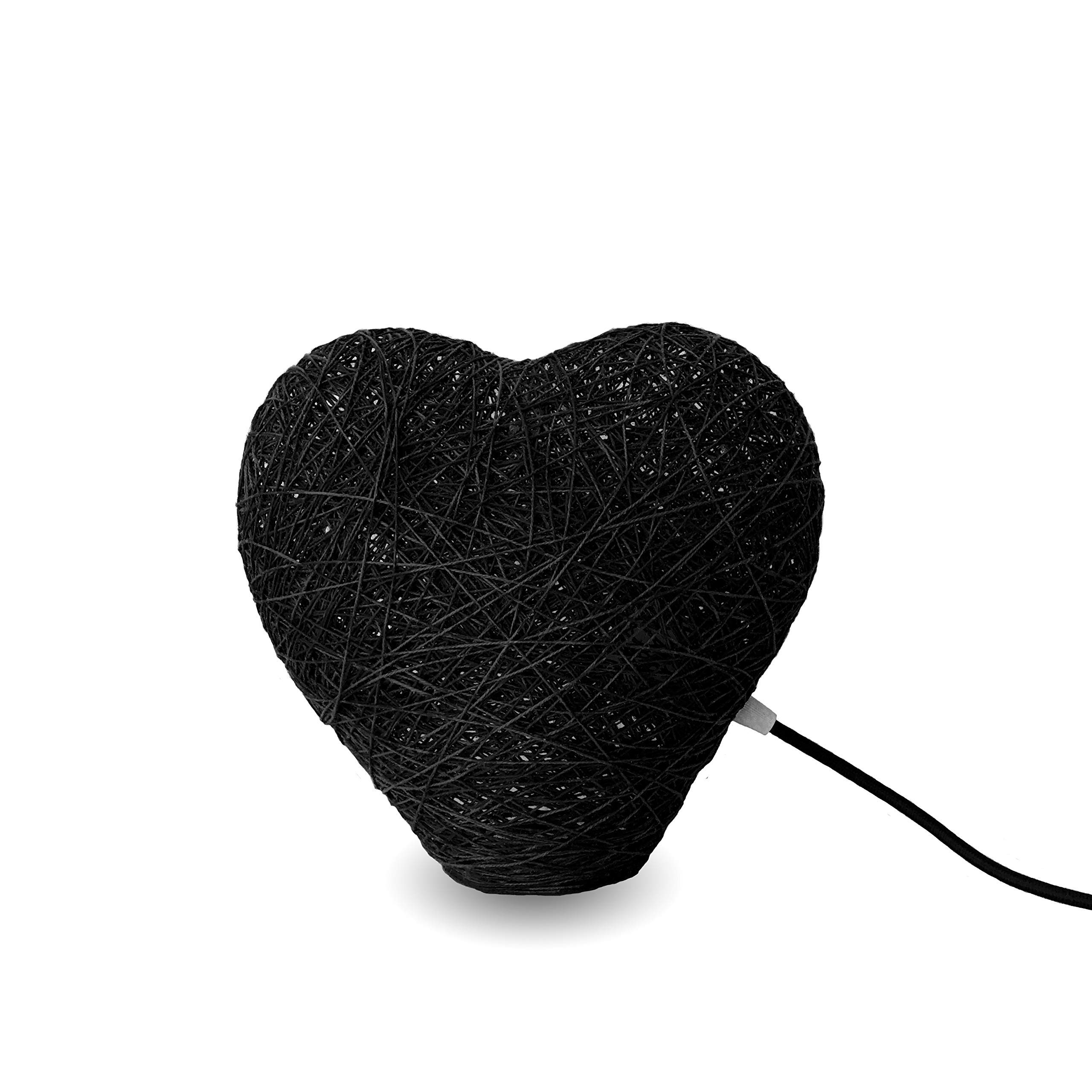 Lámpara de sobremesa corazón roja decorativa de hilo de algodón, artesanal, hecha a mano 30 cms. HEART