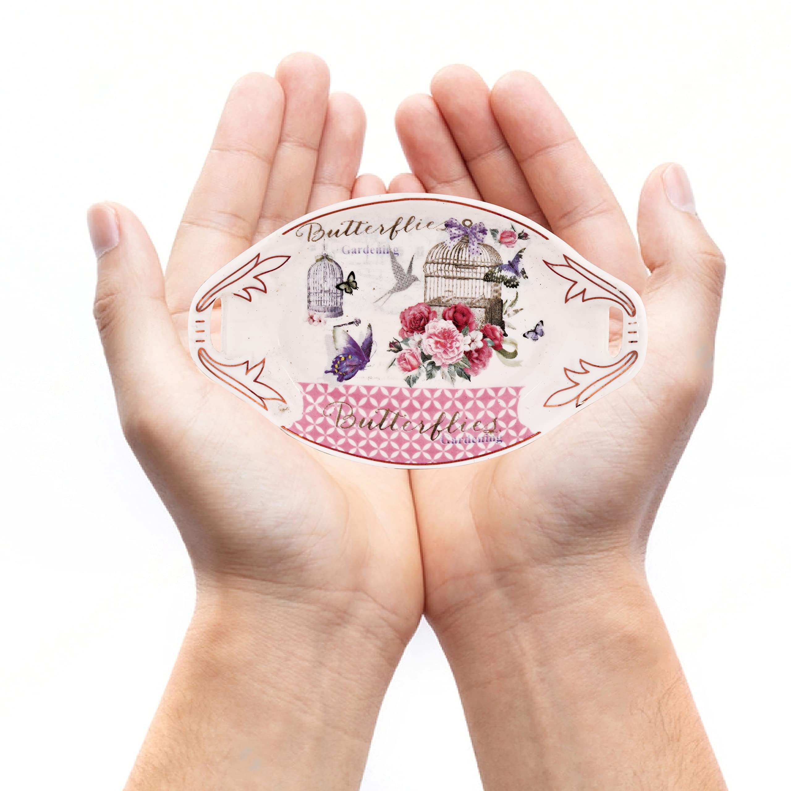 Mini Ceramic Floral Cage Pattern Oval Serving Tray Stylish Serving Dish for Home & Dining — Amazon image 2