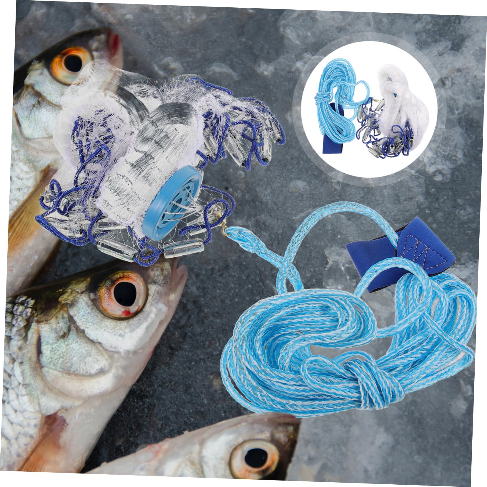 BESPORTBLE Rete Per Pesca Lanciata Retino Da Lancio Per Esche Da Pesca Maglie Per Raccolta Dei Pesci Materiale Resistente e Durevole Chiusura Sicura