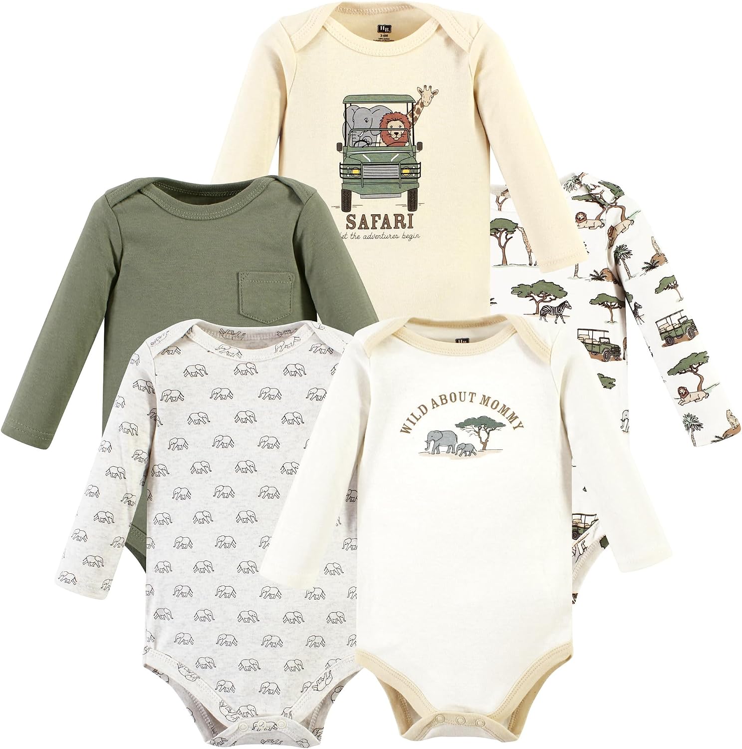 Hudson Baby Basics Unisex Baby Cozy Long Sleeve Bodysuits 5-Pack