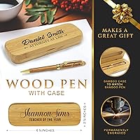 Vista 2 de Bolígrafo personalizado de My Personal Memories grabado con estuche personalizado - Juego de bolígrafos de madera para abogados, médicos, maestros