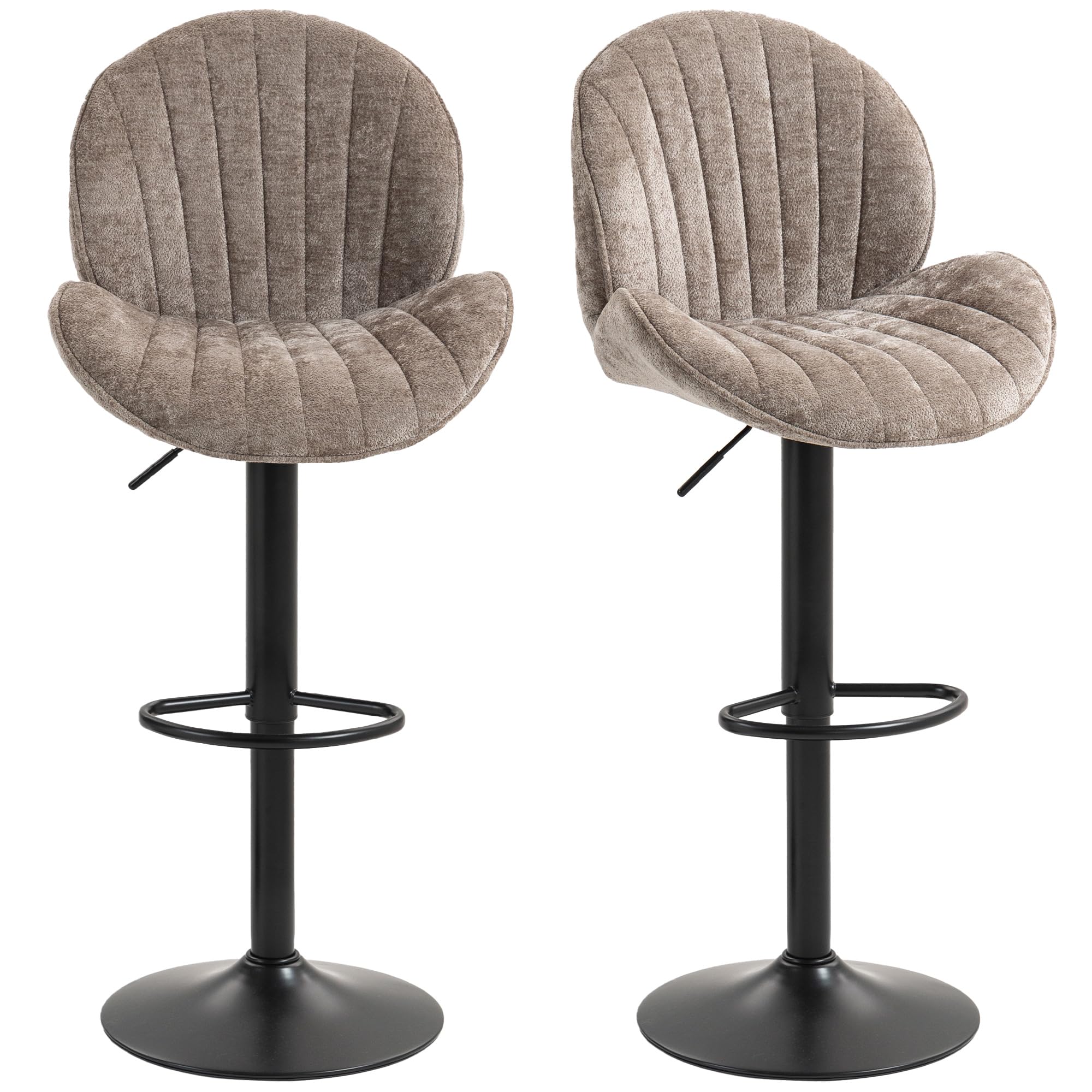 HOMCOM Lot de 2 Tabourets de Bar Pivotants Forme de Coquillage Acier Marron