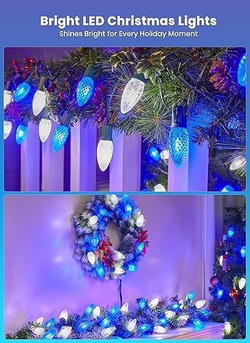 Miniatura 4 de C9 - Luces LED de Navidad para exteriores con estacas, 20 luces LED de fresa de 25.7 pies, conectables e inastillables, marcador de luces de camino