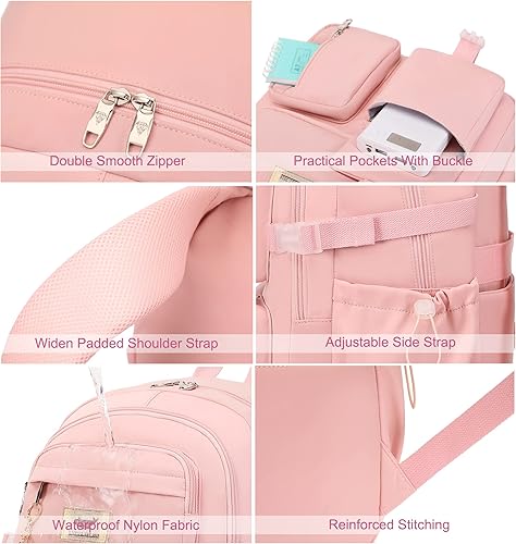 Miniatura 4 de Mochila escolar para laptop de 15.6 pulgadas, mochilas universitarias con lonchera, bolsa para lápices, juego de 3 bolsas para libros para