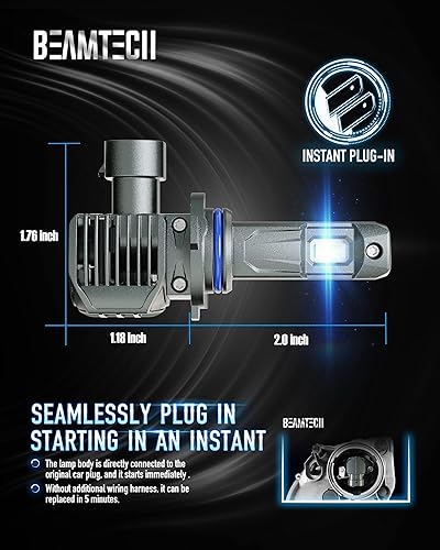Miniatura 10 de BEAMTECH Bombillas 9006, G-XPower Chips HB4 Bombilla antiniebla 20000LM 100W 6500K Plug and Play reemplazo halógeno, paquete de 2