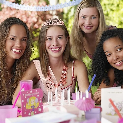 Miniatura 6 de Vovii Decoraciones de cumpleaños número 15 para niñas, banda y tiara de cumpleaños número 15 para niñas, corona de quinceañera para niña de 15 años,