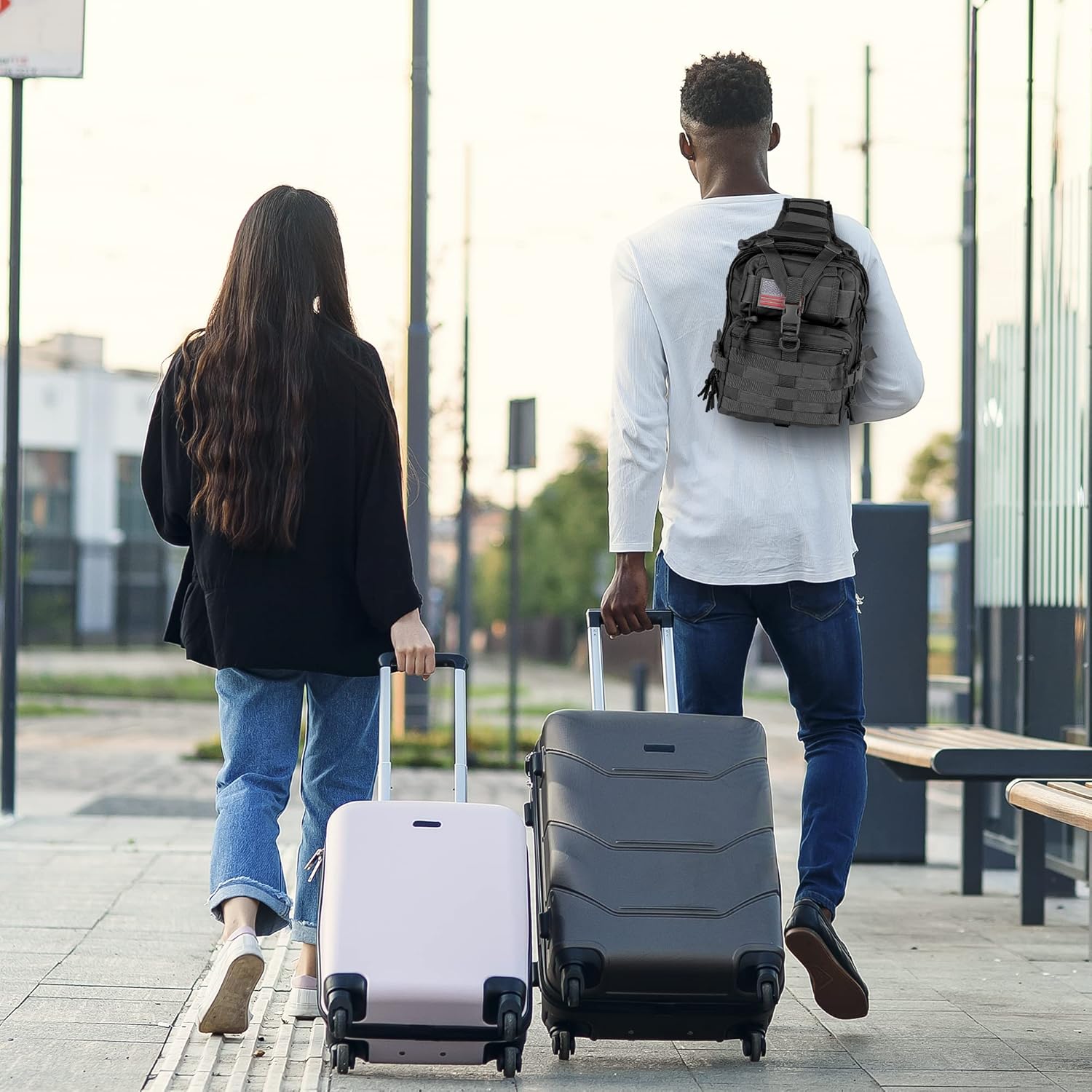 EcoGear FX XGear Tactical Sling Bag Military Pack Single Shoulder EDC Backpack Range Bags (Black) - Image 5