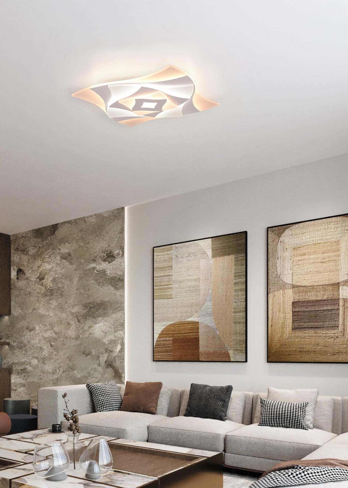 Trio Leuchten LED Deckenleuchte Akita 647110131, Metall Weiß matt, Acryl, inkl. 56 Watt LED, Fernbedienung, Dimmbar, Farbwechsel |