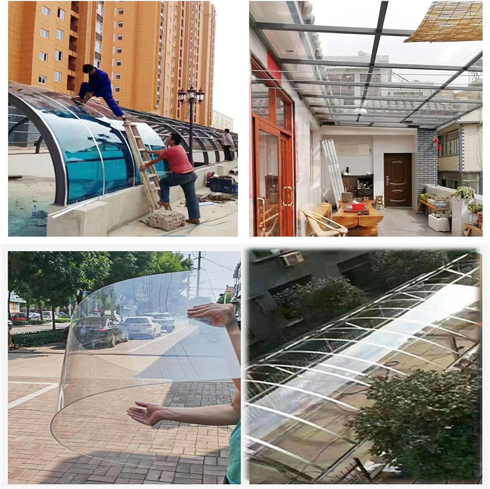 Paneles de resistencia para invernadero, cubierta de techo transparente para pérgola, cubierta de techo de plástico acrílico para protección a prueba de lluvia, cubierta de jardín al aire libre (1 mm