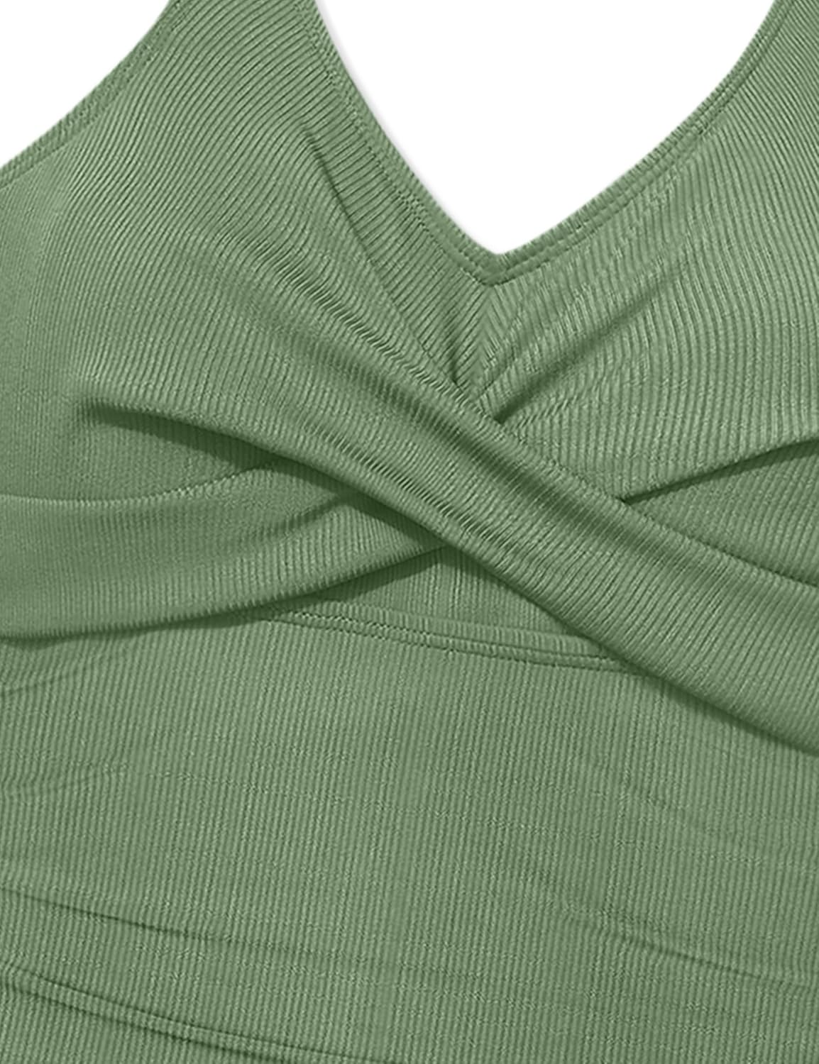 Girls Swimsuits 2 Piece Halterneck Bathing Suit Criss Cross Ruched Printed Tankini Swimwear Set for 9-16 Years - Image 6