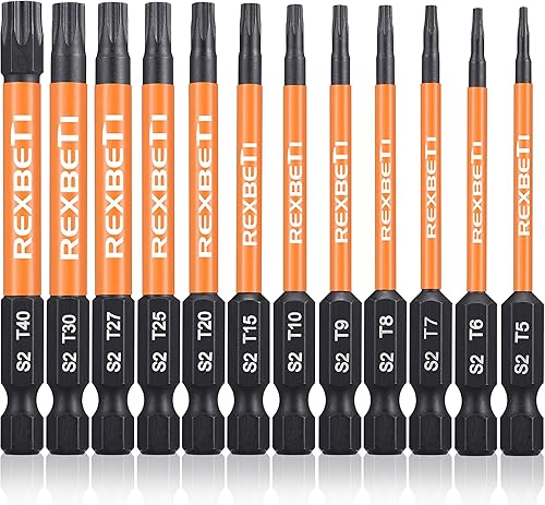 Miniatura 9 de REXBETI Juego de 12 puntas de destornillador Phillips ranuradas, vástago hexagonal de 1/4 de pulgada S2 de acero magnético de 3 pulgadas de largo