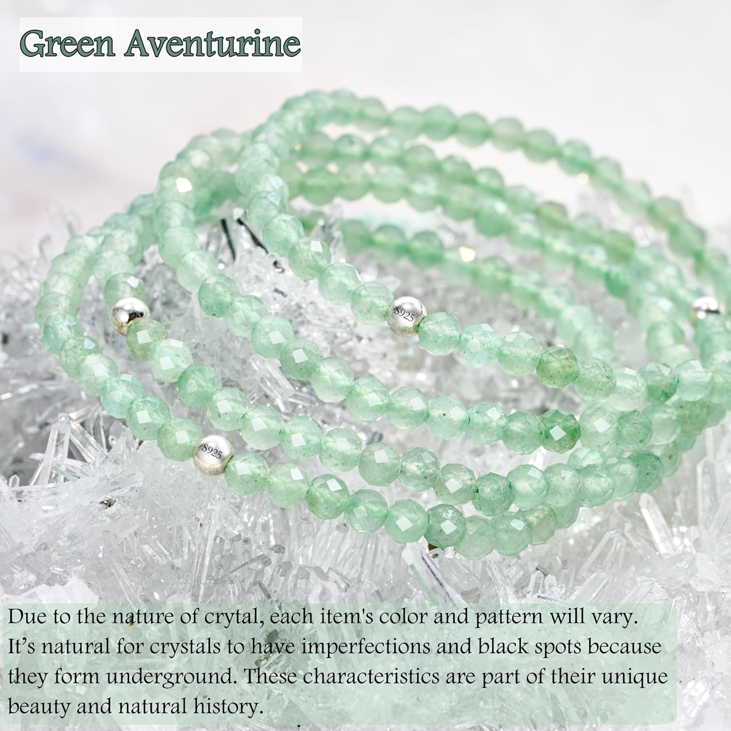 Farfume Bead Bracelets for Women, Handmade Natural Stone 4mm Beads 925 Sterling Silver Stretch Bracelets, Chakra Crystal Gemstone Jewelry Valentine's Day Gifts - Image 5