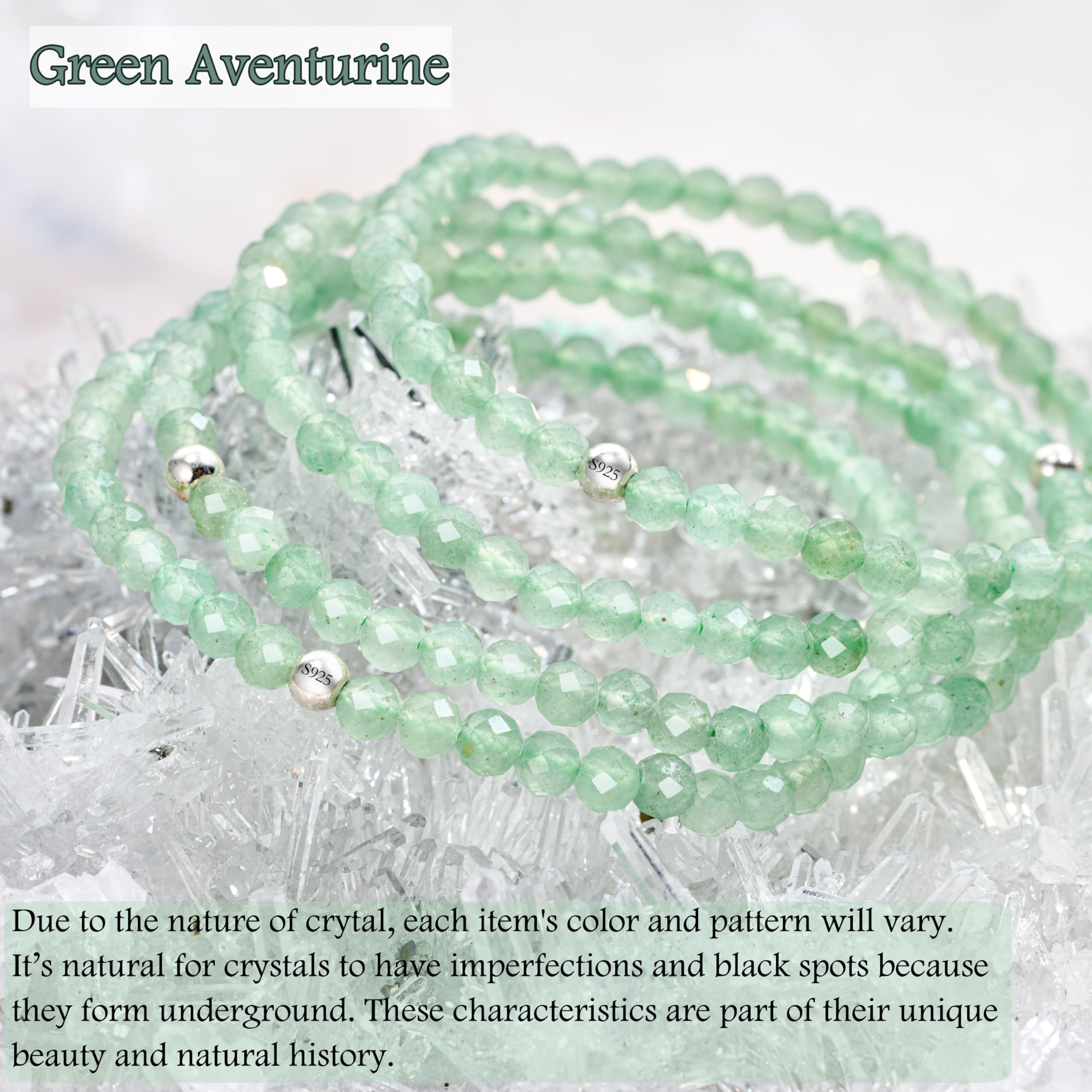 Farfume 4mm Bracciali di Perline per Donne, Bracciale di Cristallo in Argento Sterling 925, Gioielli di Pietra Naturale, Regali di Braccialetti Elastico Chakra
