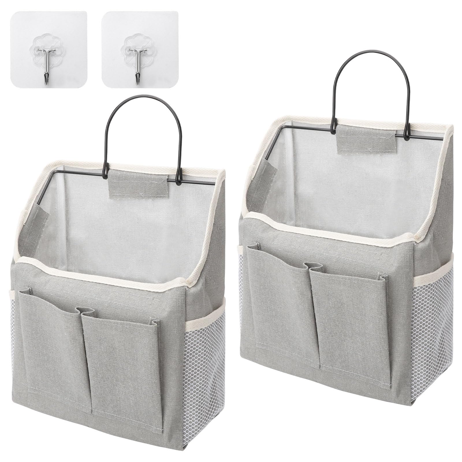 Lot De 2 Sacs à Suspendre HEALLILY - Rangement Mural Pour Chaussettes, Cosmétiques - Coton & Lin - 14x10x10 Cm