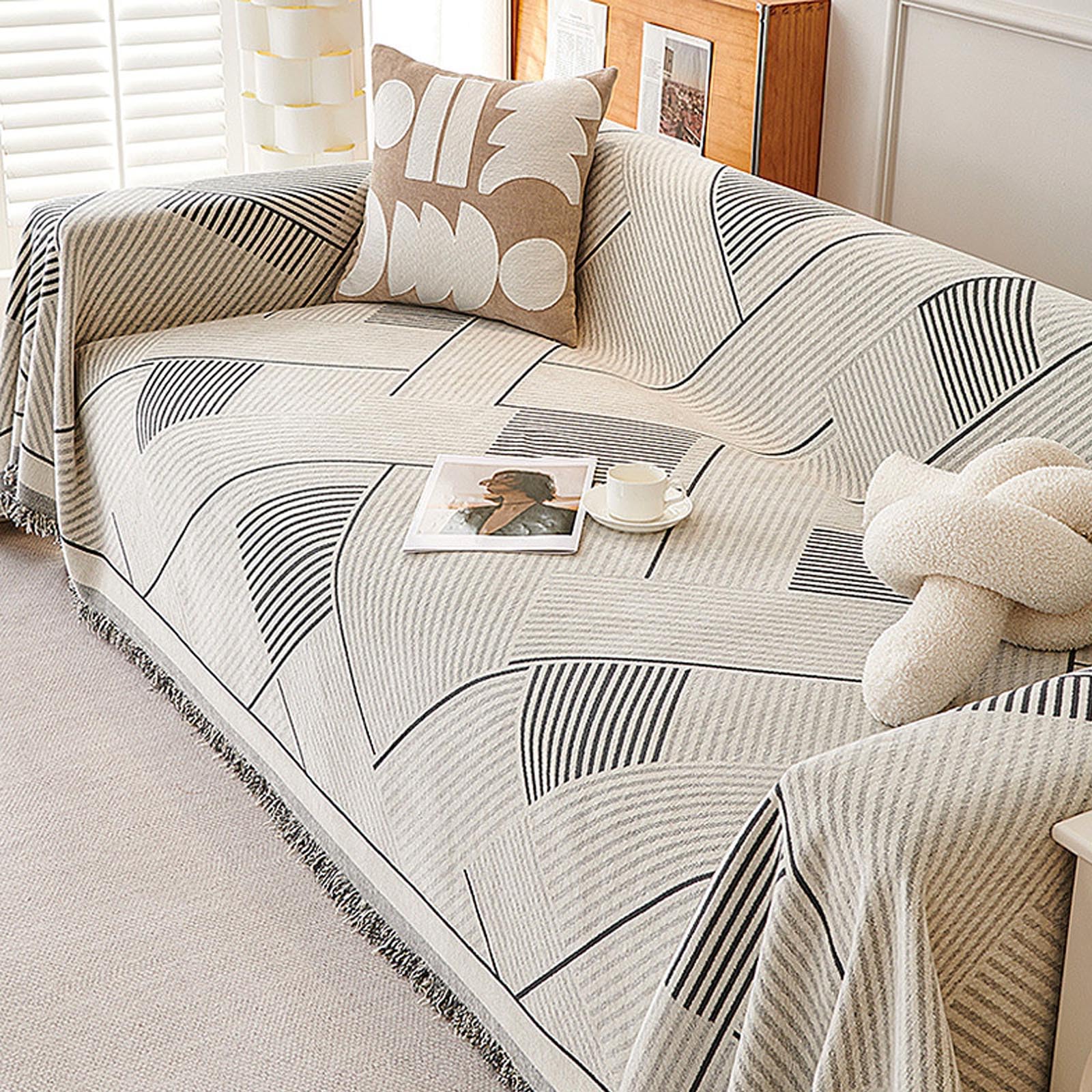 Housse de canapé chenille réversible noire haute densité protecteur 2-3 places 180x150cm