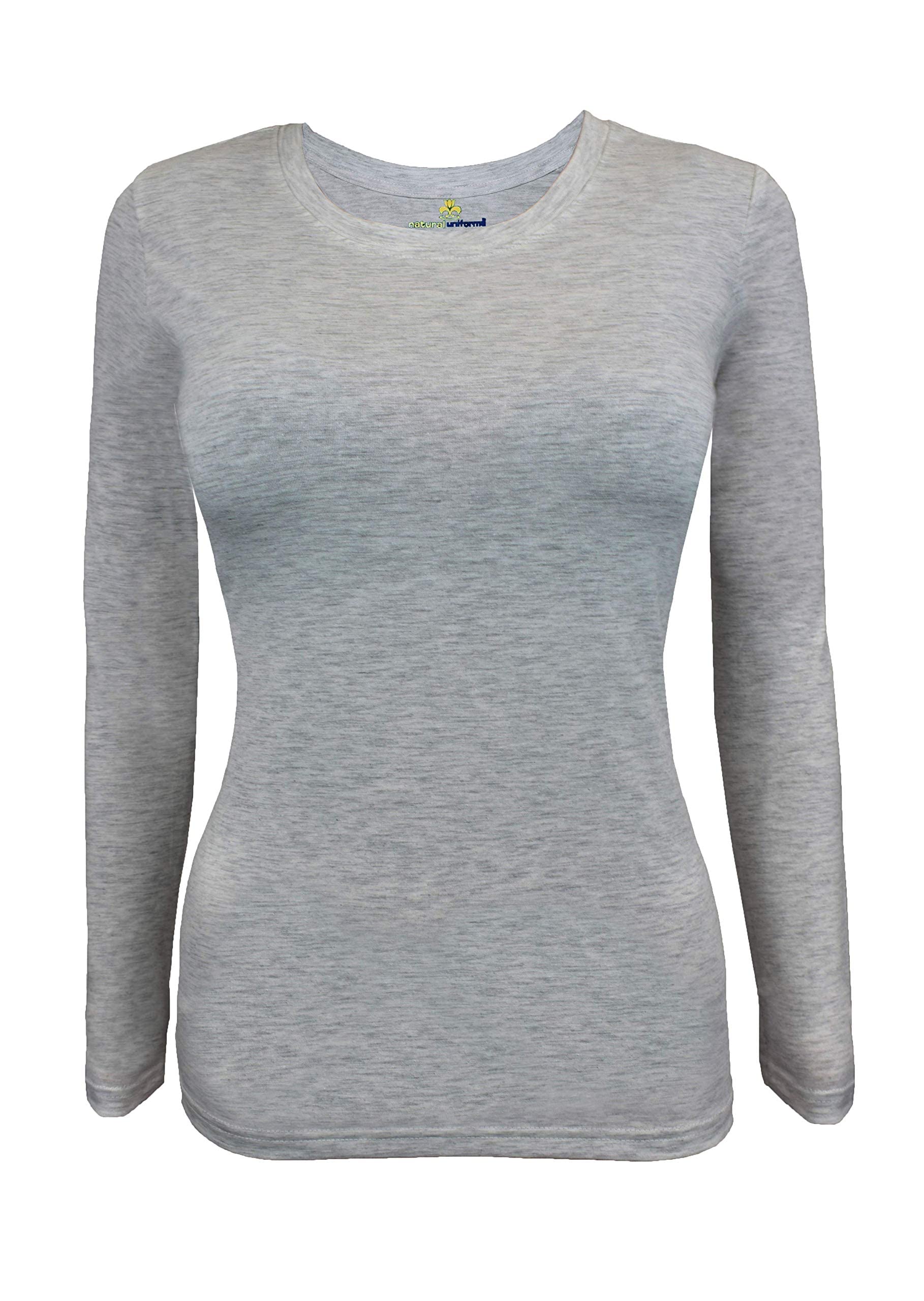 M&M SCRUBS Women's Under Scrub Tee Crew Neck Long Sleeve T-Shirt 3 - Pack (Heather Charcoal, 2X-Large)