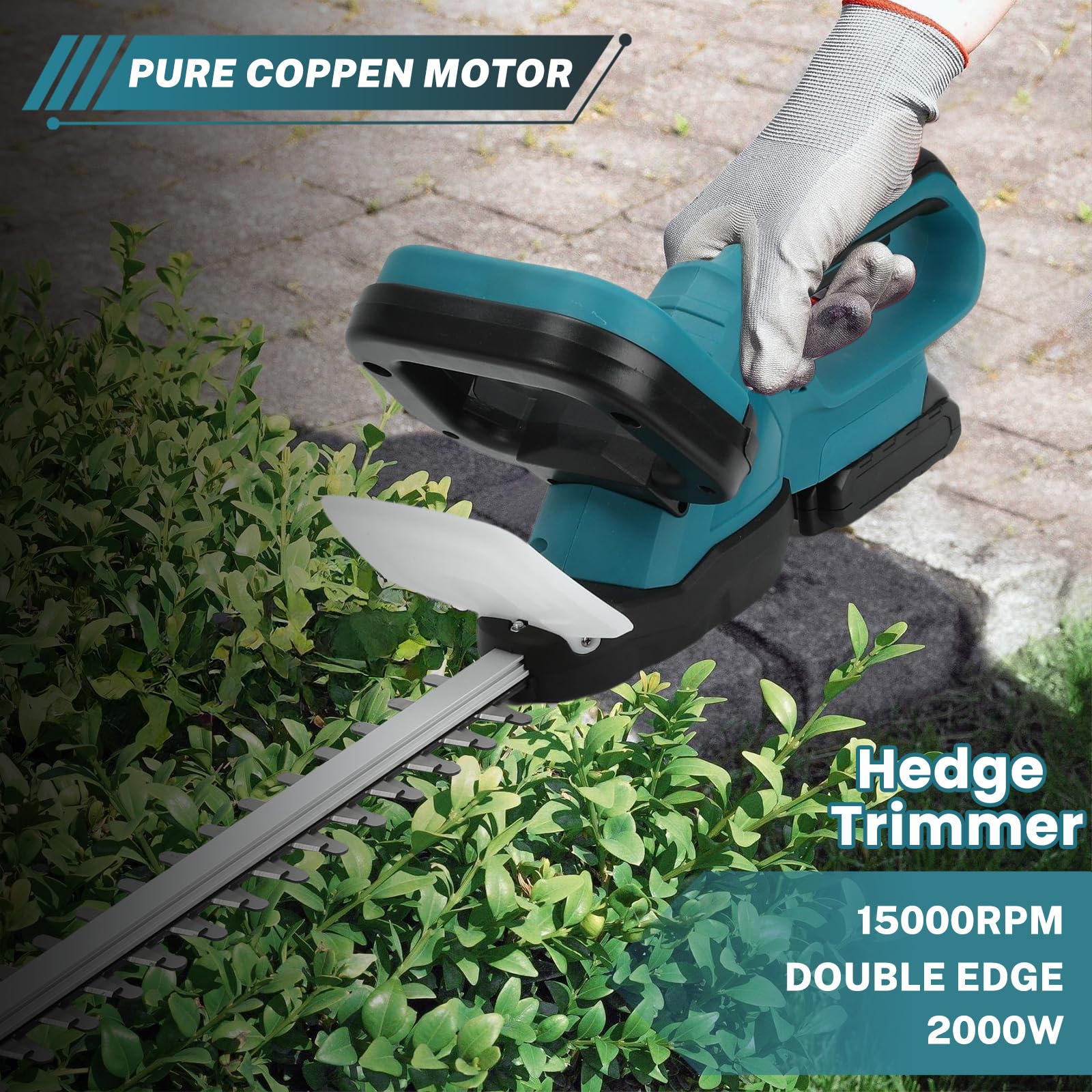 Cortasetos Batería,Corta Setos Jardín Eléctrico,Motor Sin Escobillas,Velocidad De 1350 RPM,Longitud De Cuchilla De 55 Cm,Ideal para Desherbar,Podar Árboles Y Arbustos (2 Baterías)