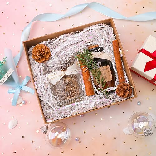 Miniatura 6 de Zwish Relleno de papel triturado de papel de corte arrugado blanco brillante de 5.3 onzas, relleno de papel triturado para cajas de regalo, cesta de