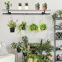 Vista 3 de Perchero de pared de 48 pulgadas, barra de ropa industrial de hierro con estante superior (tabla de madera no incluida)