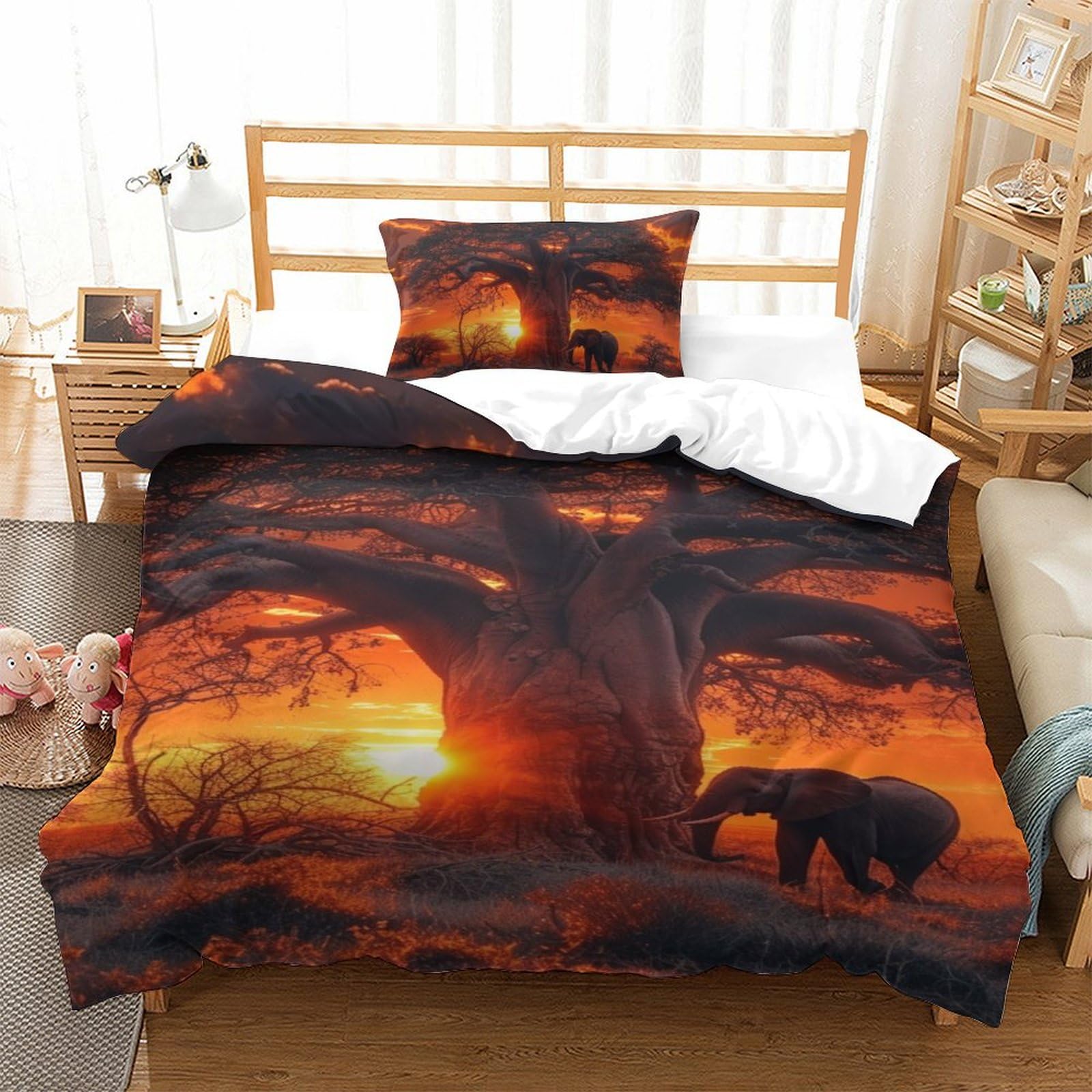 Housse de couette 135x200 Arbre de Vie imprimé 3D linge de lit microfibre 3 pièces