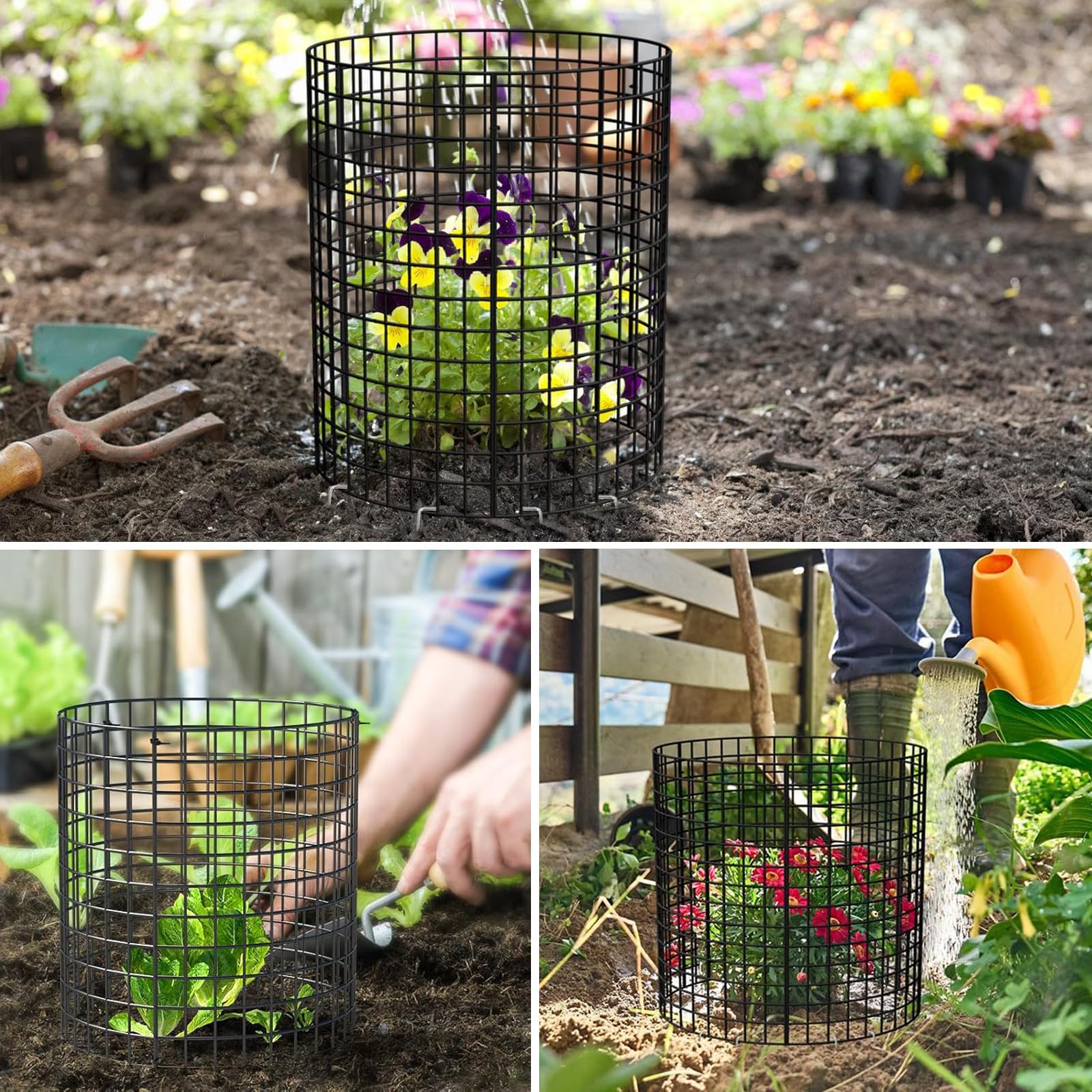 Animal Protect Plant Ca Pflanzenschutz aus Draht mit Erdspießen, Gartenabwehr zum Schutz von Pflanzen, Vetables vor Schädlingen, 42,8 x 33 cm, 10 Stück