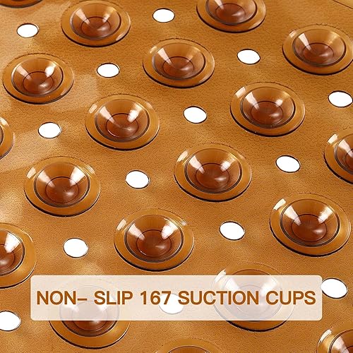 Miniatura 3 de YINENN Tapete para ducha y bañera, antideslizante y sin látex, con ventosas, lavable a máquina, con agujeros de drenaje (31 x 15.5 pulgadas, color