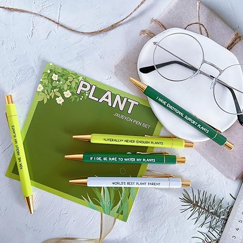 Miniatura 2 de Jxueych Juego de 5 bolígrafos divertidos para amantes de las plantas, tinta negra de escritura suave, punta mediana de 0.039 pulgadas, regalos para