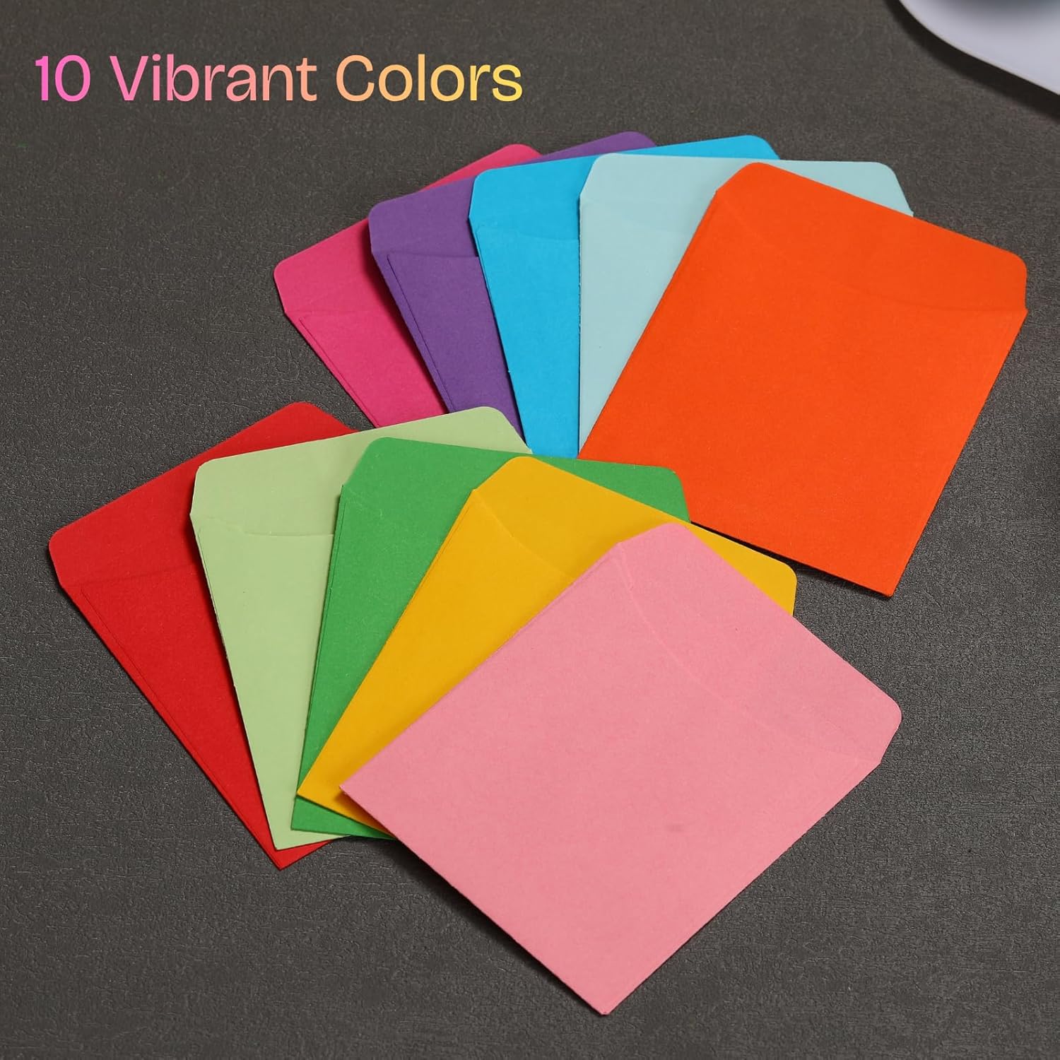 200 Count Library Card Pockets with Adhesive Back, 3" x 5" - Colorful Pocket Envelopes in 10 Assorted Colors for Classroom, Books,Index Cards & Organization