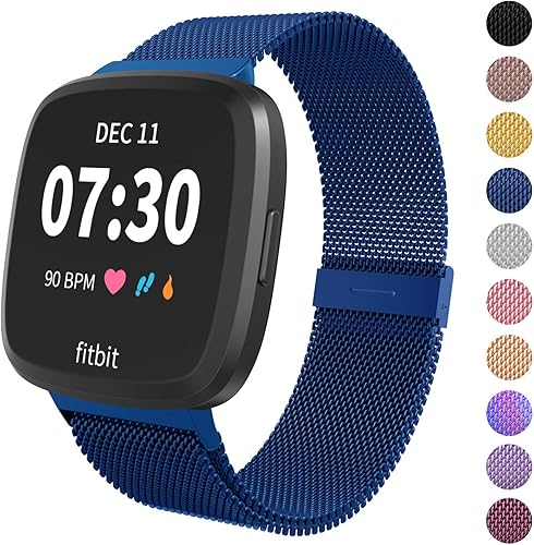 Vista 13 de Bandas magnéticas compatibles con Fitbit Versa/Versa 2/Versa Lite/SE, pulsera de repuesto ajustable de metal para reloj inteligente Fitbit Versa
