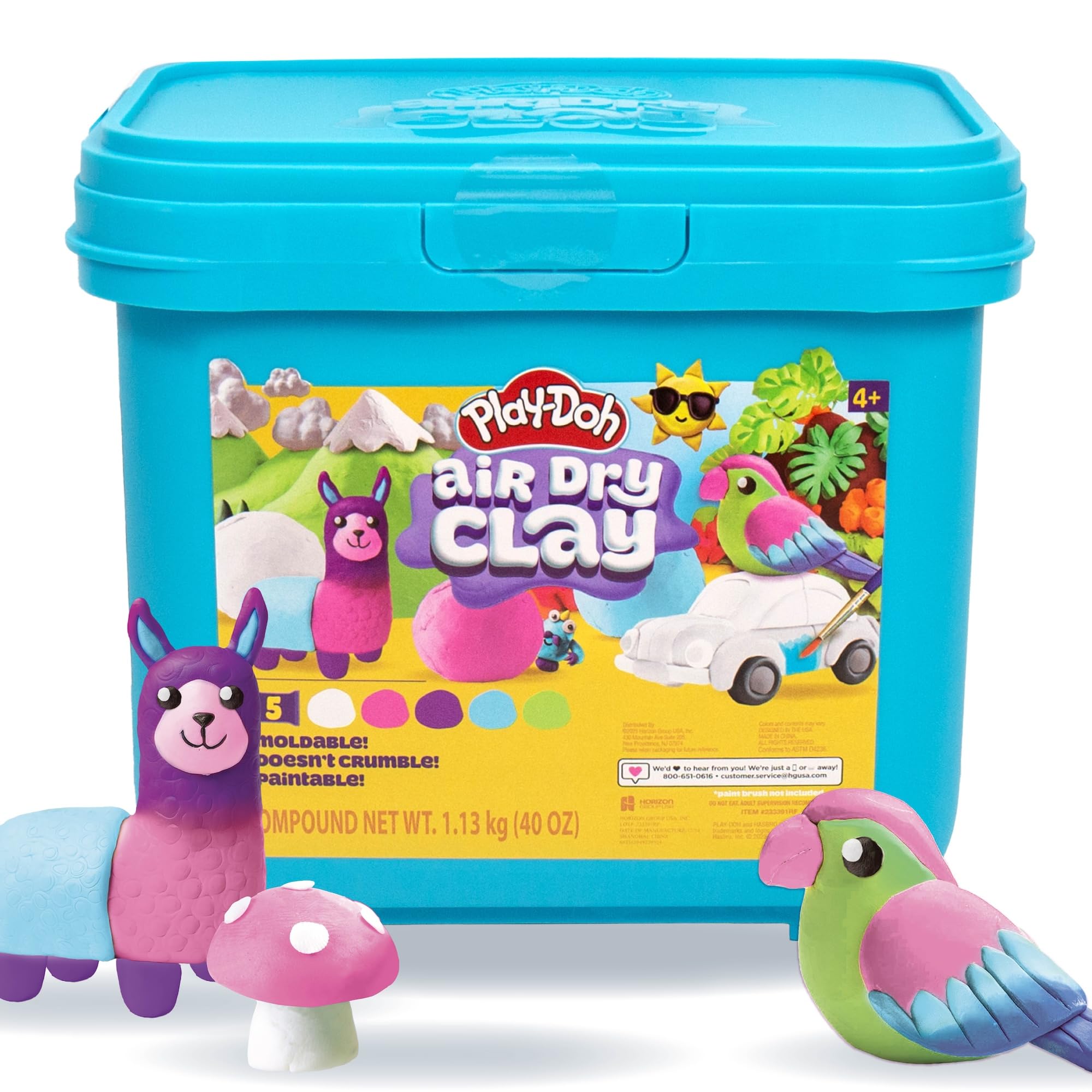 Play-Doh Brand Multicolor Air Dry Clay Bucket, 40 oz, 5 Colors, Paintable Clay Lightweight & Crumble-Free Sculpting Clay, Arts and Crafts Supplies, Kids Craft Material