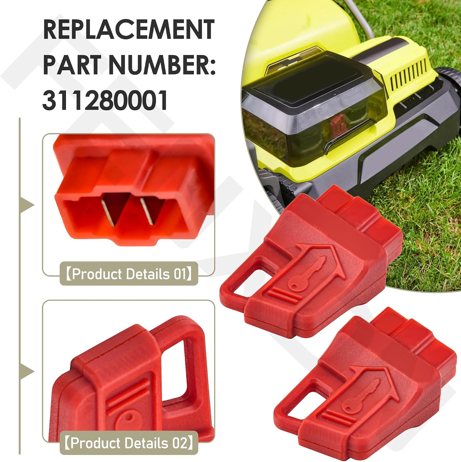2 Pack 311280001 Start Key Compatible with Ryobi 40V Lawn Mower, 311280001 Fuse Key for P1100 RY40104 RY40108 RY40109