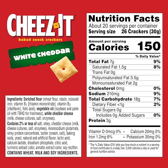 Cheez-It Baked Snack Crackers - Family Size White Cheddar - 620ml