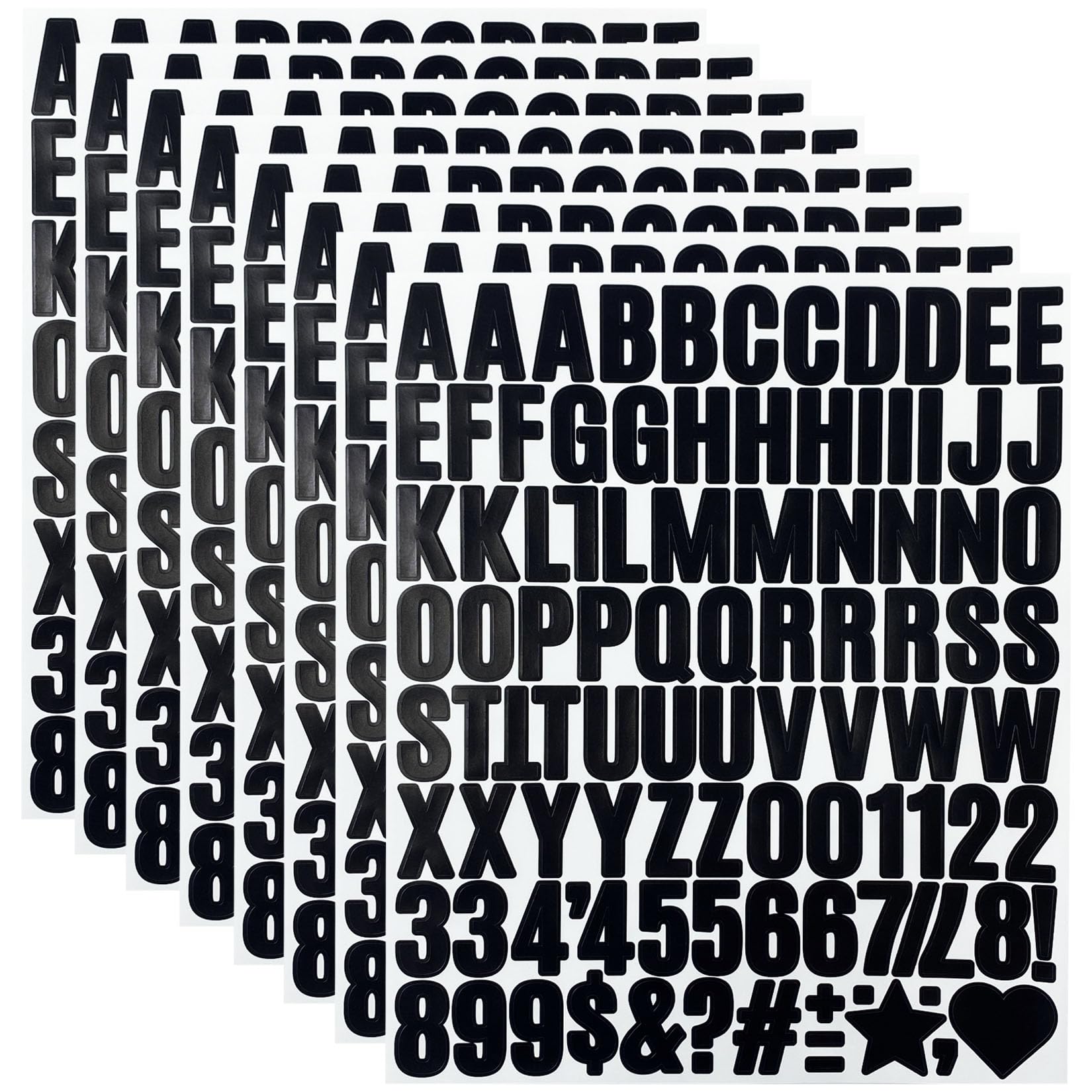 1 Inch Black Letter Sticker - 8 Sheets Self Adhesion & Removable Alphabet, Number and Symbol Stickers for Scrapbook and DIY