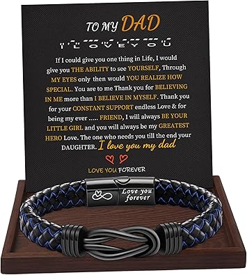 I Love You Gifts for Him Leather Bracelet for Men Knot Infinity Bracelets Valentines Day Gift for Husband Boyfriend Dad Son Grandson Anniversary Birthday Jewelry Graduation Gifts for Him 2024