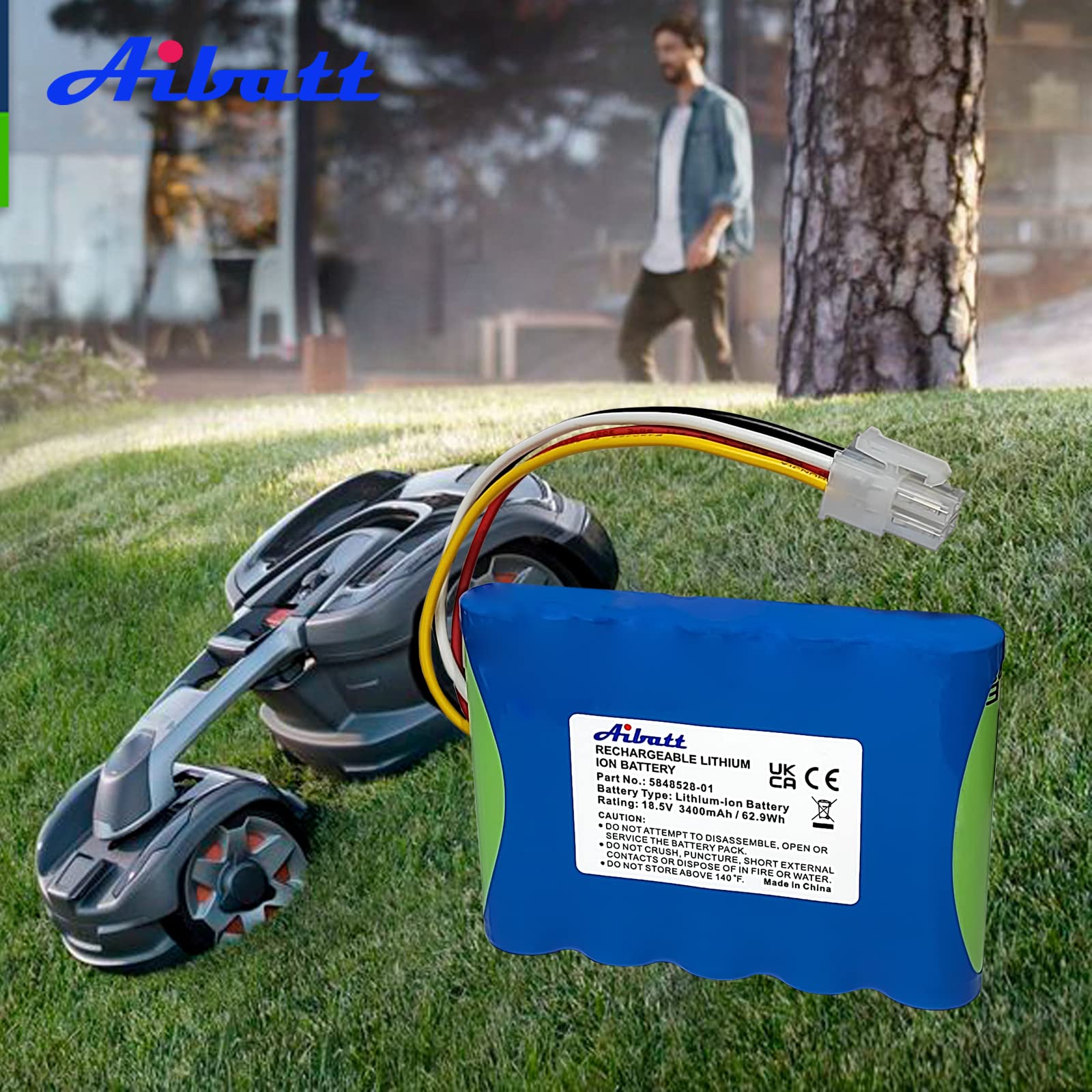 Batterie 3400mAh,pour Husqvarna Automower 310,315,315X,Aussi pour Gardena Sileno R100Li, R130Li, R160Li,Sileno+,Compatible avec 584 82 28-01,584 82 28-02,584 85 28-01,589 58 62-01 Batterie