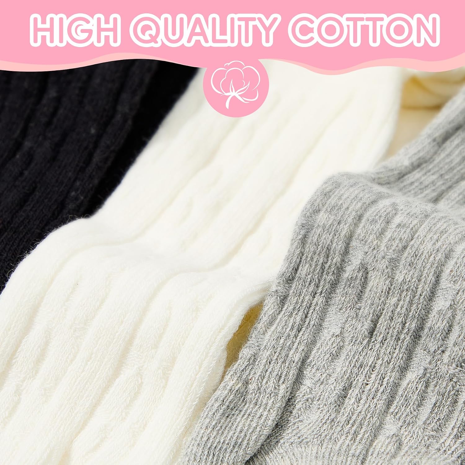 Zando 1 Pack Baby Tights Cable Knit Tights for Toddlers Infants and Kids Cotton Leggings Stockings for Girls Pantyhose 0-12T