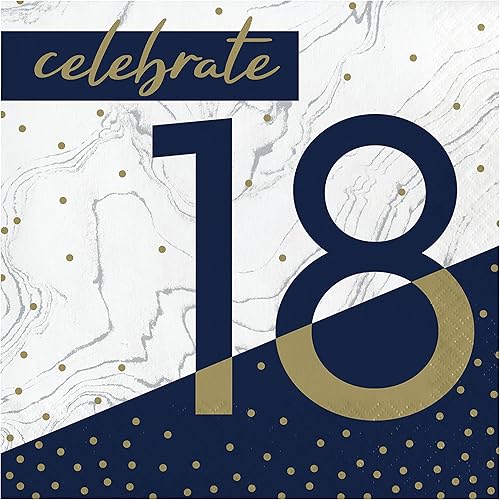 Servilletas de cumpleaños número 95 azul marino y dorado, 48 unidades