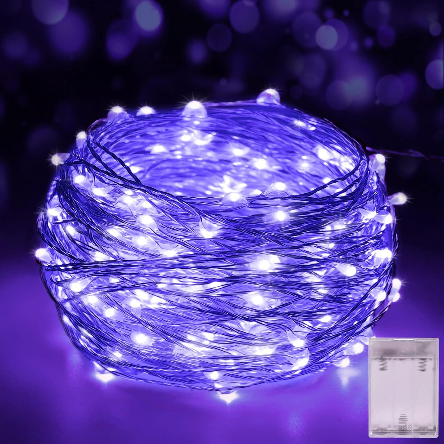 Led Fairy Lights Battery Operated, 16.4FT LED UV Black Lights, Flexible Blacklight Fixtures