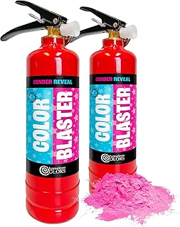 Chameleon Colors Gender Reveal Fire Extinguisher (Pink) - Built in America - Gender Reveal Powder Extinguisher for Baby Girl Photo Shoot or Party - 2 Pink Color Blasters - Non-Toxic