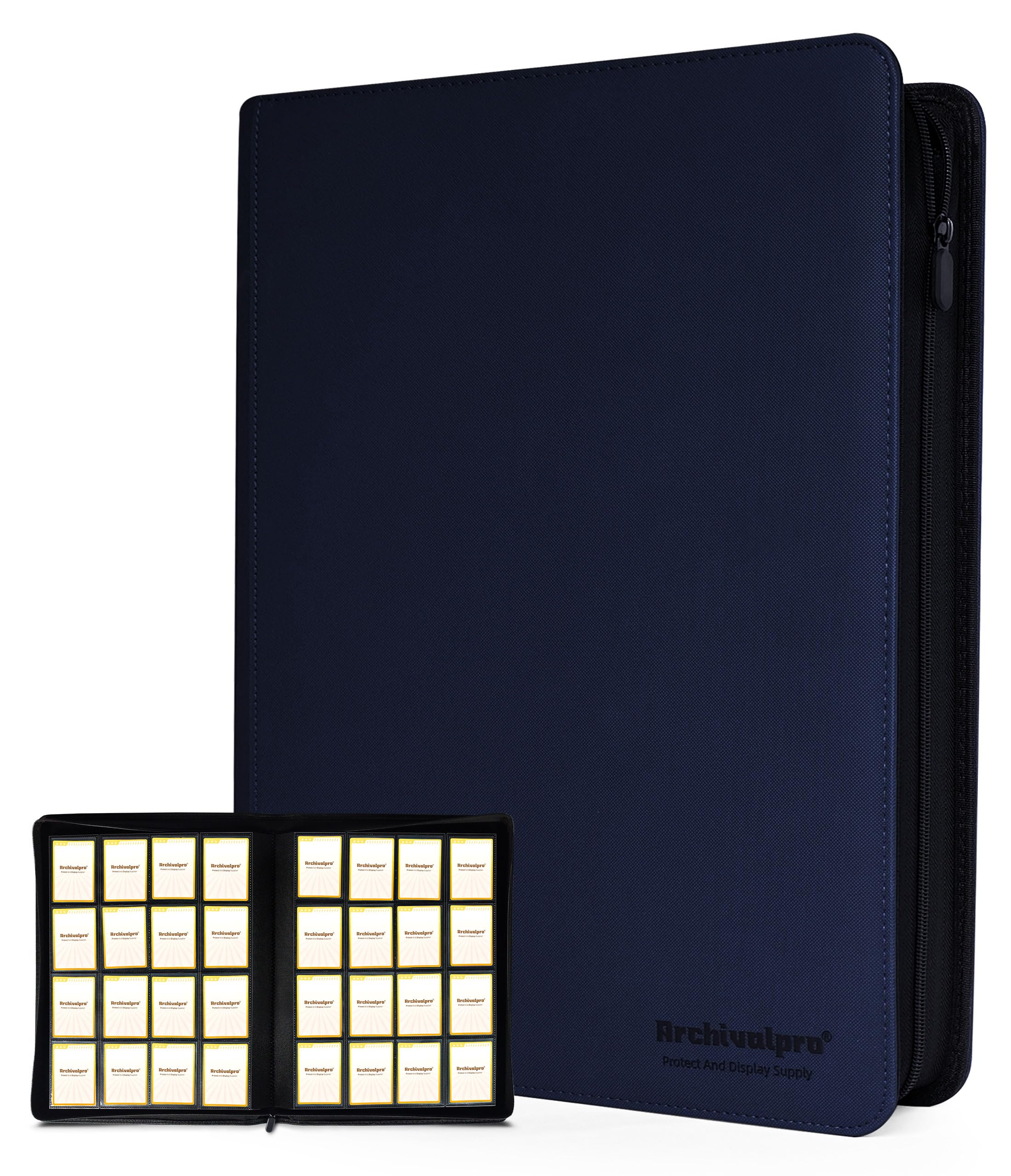 16 Pocket Card Binder, Premium Zip Trading Card Binder for 1024 Cards(BL)