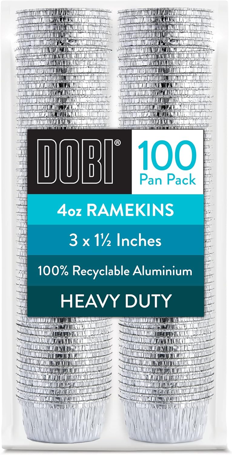 DOBI Ramekins [100 Pack 4 oz.] Disposable Aluminum Foil